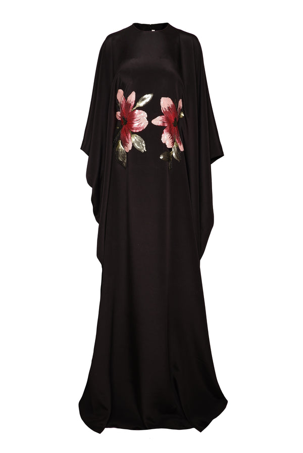 Naeem Khan FLORAL APPLIQUE CAFTAN