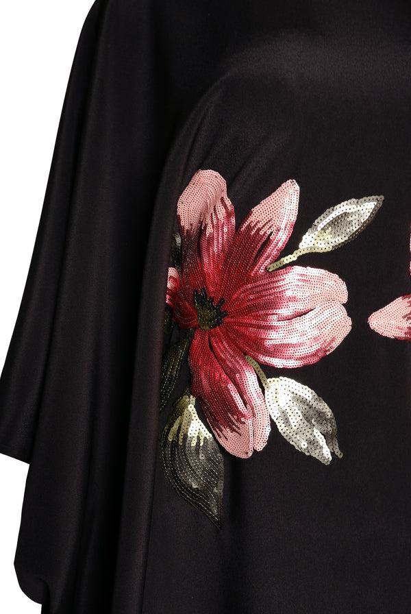 Naeem Khan FLORAL APPLIQUE CAFTAN