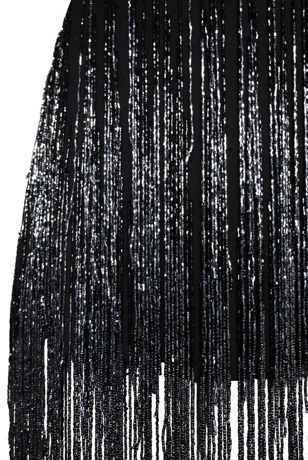 Naeem Khan FRINGE BOAT NECK SLEEVLESS DRESS
