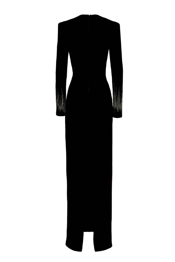 Naeem Khan FRONT EMBELLISHED COLUMN GOWN