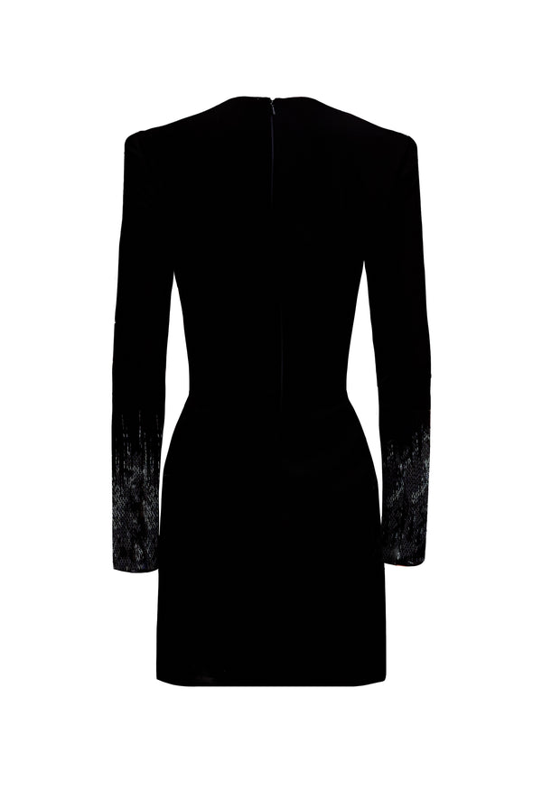 Naeem Khan FRONT EMBELLISHED JEWEL NECK DRESS