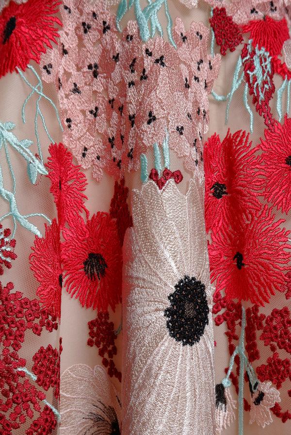 Naeem Khan JEWEL NECK BLOUSON SLEEVE GOWN