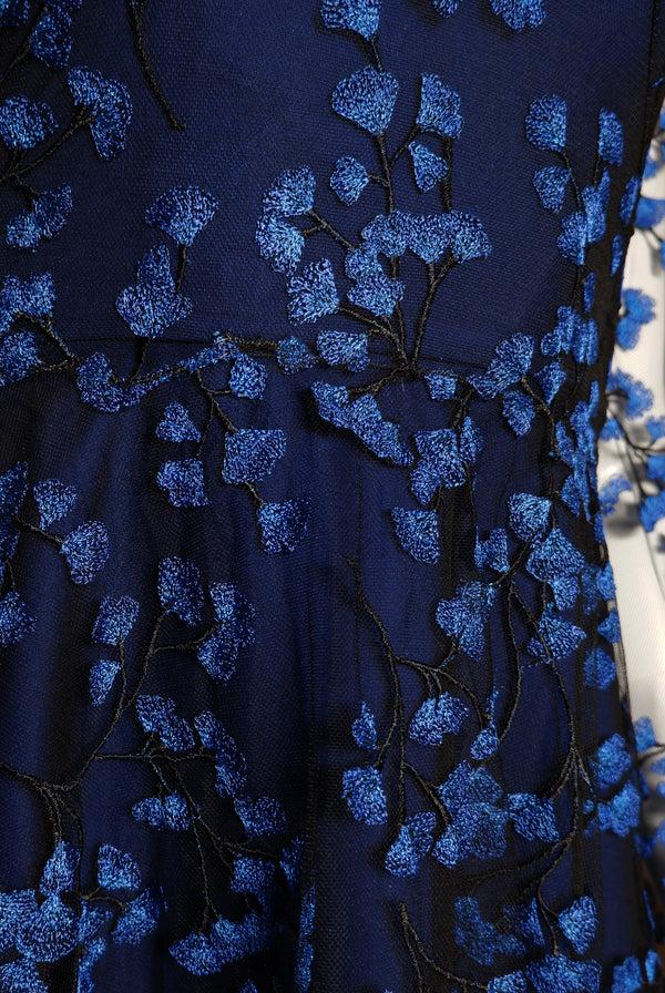 Naeem Khan JEWEL NECK DRESS WITH CASCADING SLEEVES