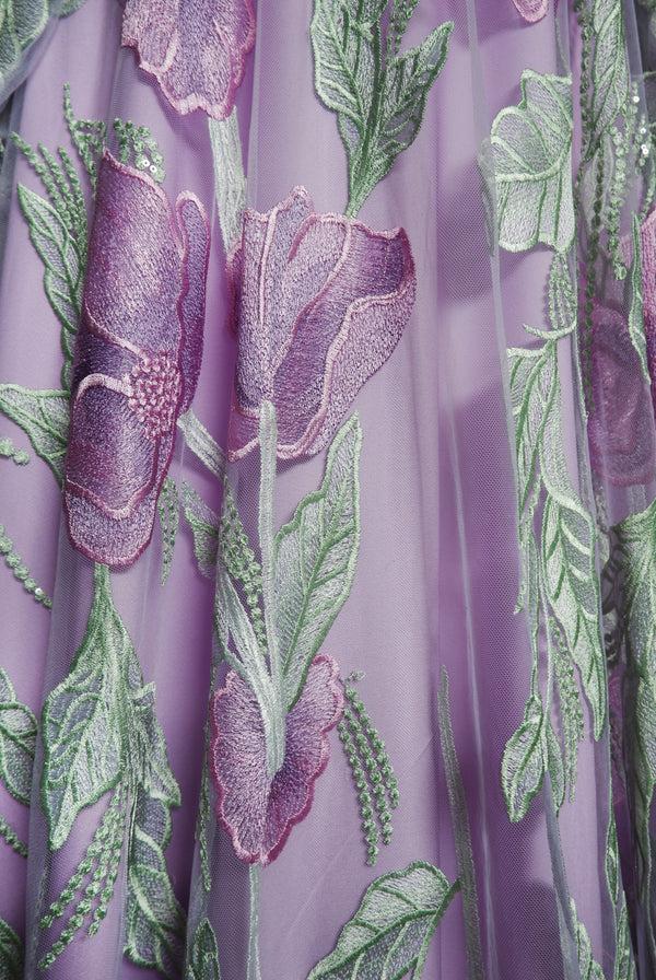 Naeem Khan JEWEL NECK SLEEVELESS TEA-LENGTH DRESS