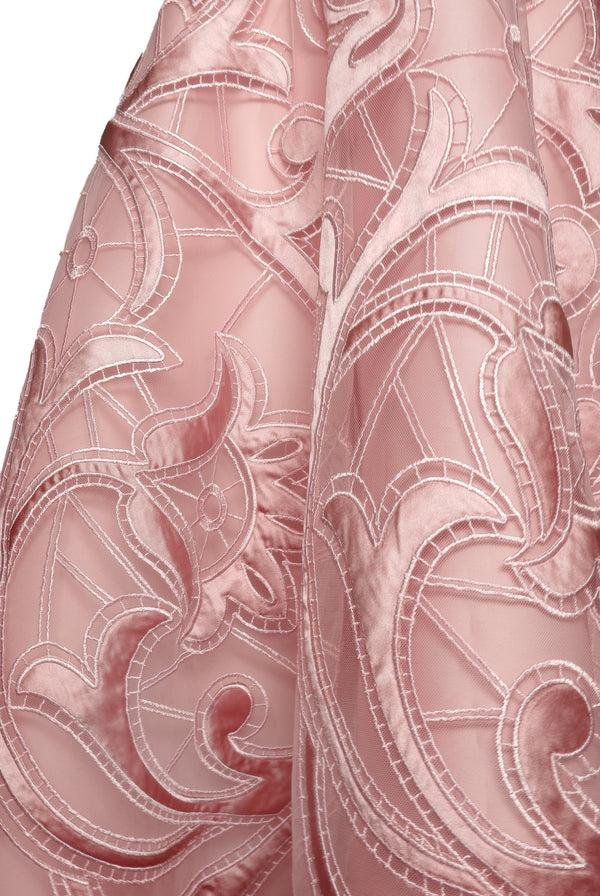 Naeem Khan JEWEL NECK SLEEVELESS TEA-LENGTH DRESS