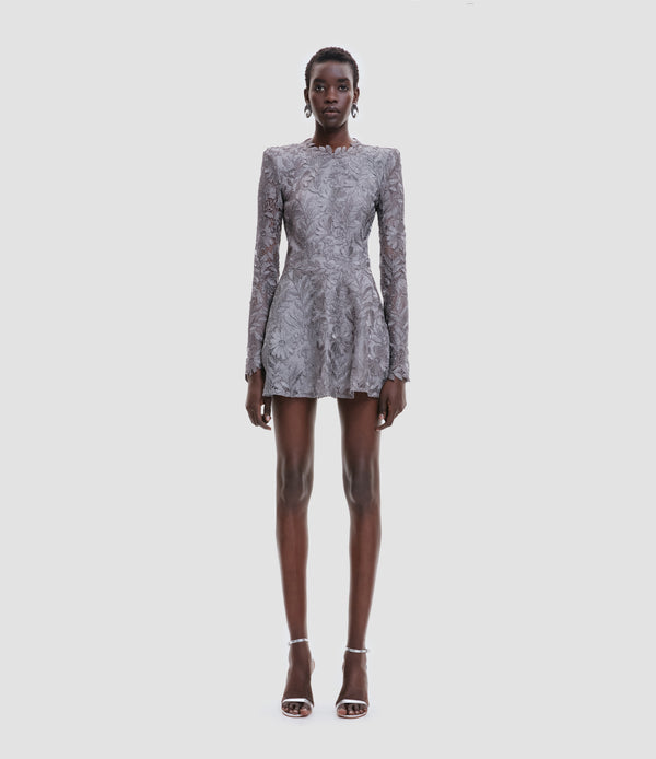 naeem khan LACE DRESS WITH LONG SLEEVES