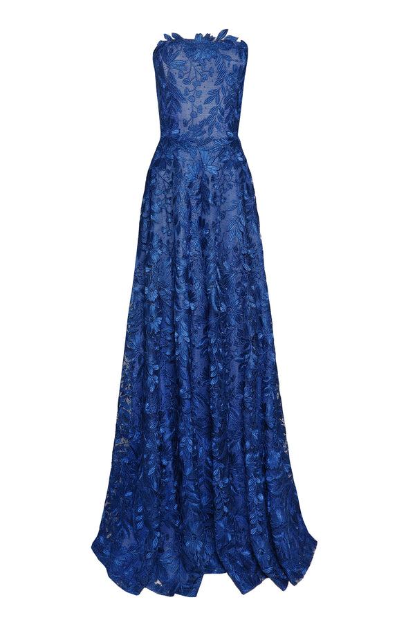 naeem khan LACE STRAPLESS FULL SKIRT GOWN