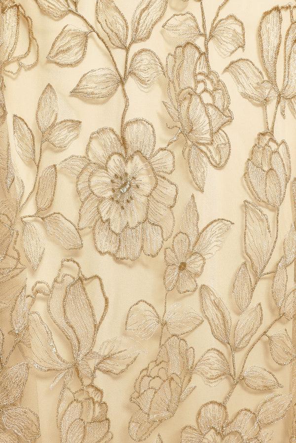 Naeem Khan LACE V-NECK GOWN WITH CASCADING SLEEVES