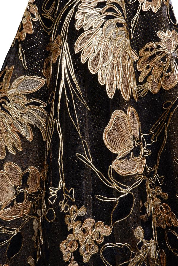 Naeem Khan METALLIC RAFFIA STRAPLESS GOWN