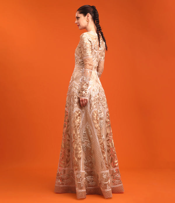 Naeem Khan METALLIC THREAD WORK GOWN