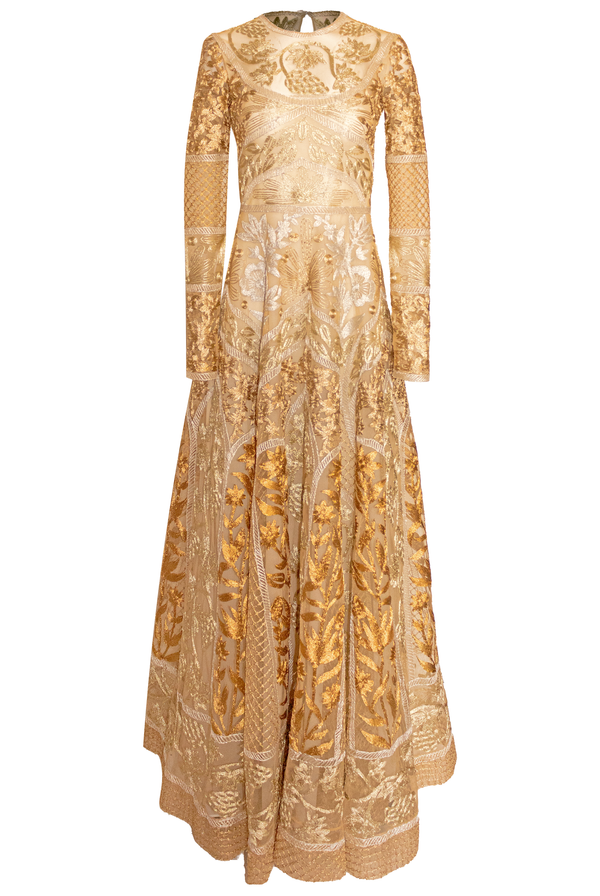 Naeem Khan METALLIC THREAD WORK GOWN