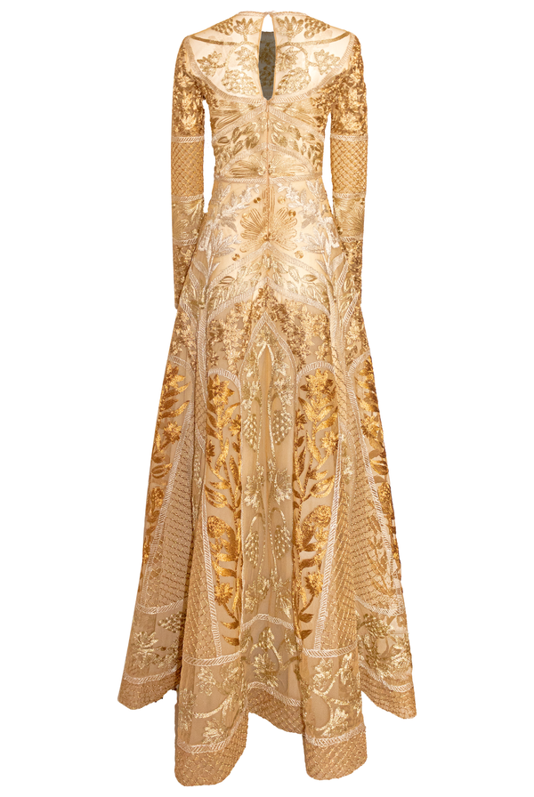 Naeem Khan METALLIC THREAD WORK GOWN