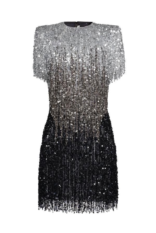 Naeem Khan OMBRE SEQUIN FRINGE DRESS