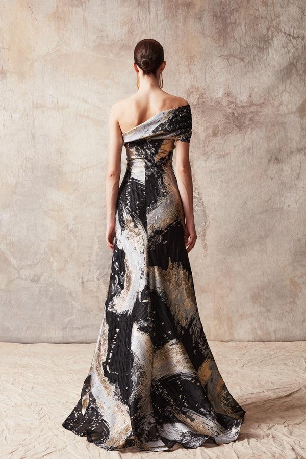 Naeem Khan One Shoulder Fit To Flare Gown