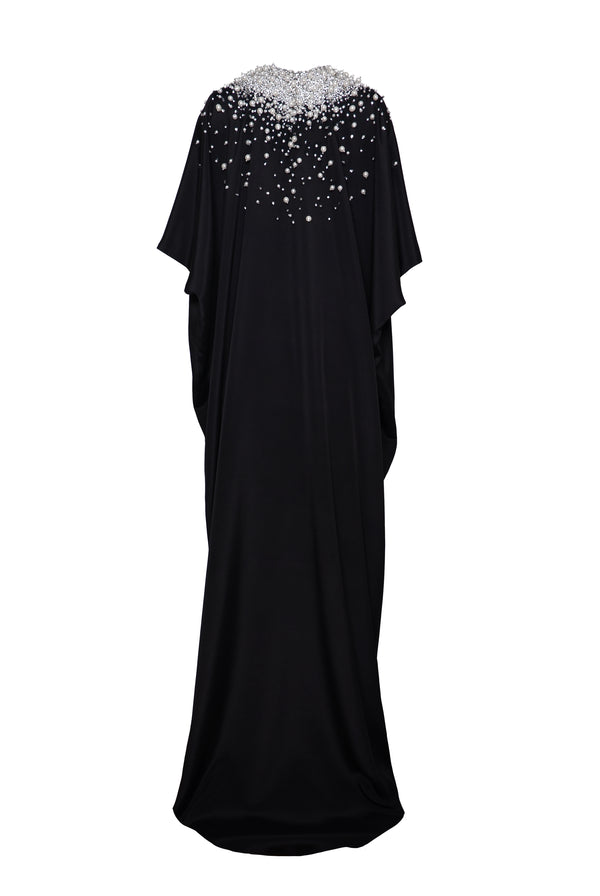 Naeem Khan PEARL EMBELLISHED NECKLINE CAFTAN