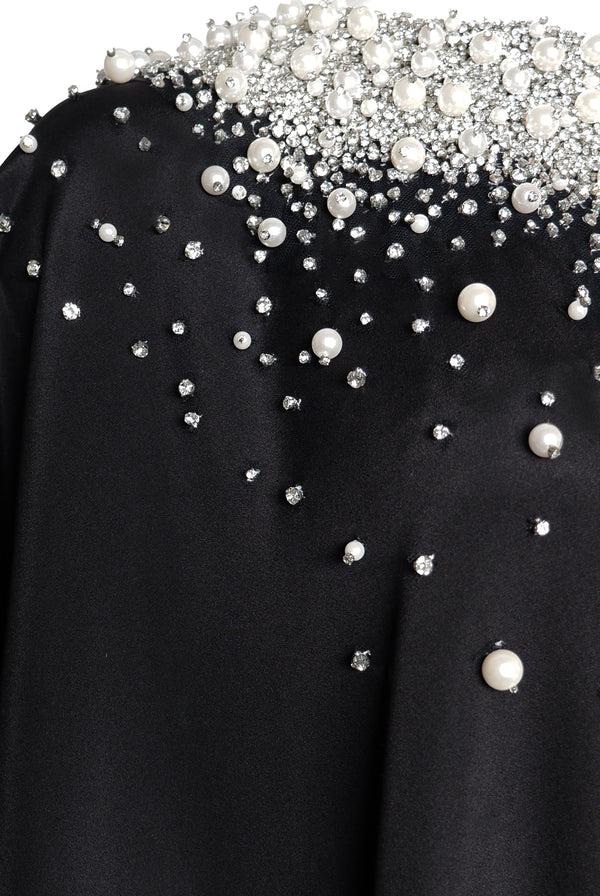 Naeem Khan PEARL EMBELLISHED NECKLINE CAFTAN