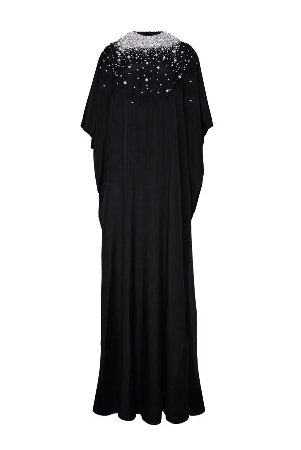 naeem khan PEARL EMBELLISHED NECKLINE CAFTAN