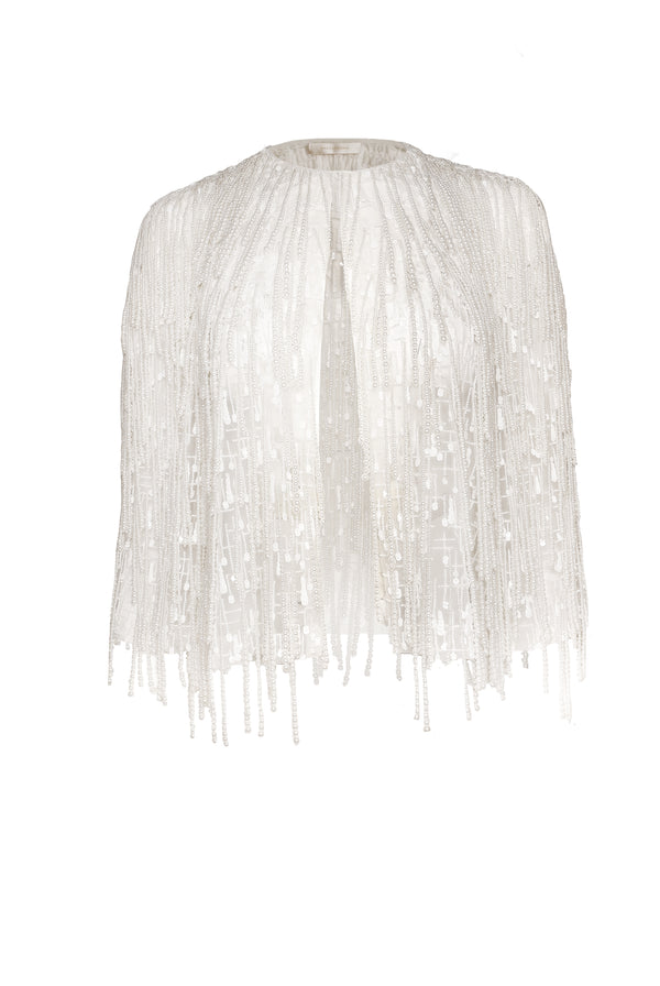 naeem khan PEARL FRINGE JACKET