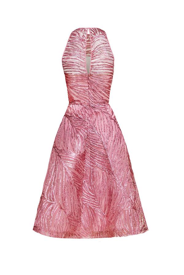 Naeem Khan RAFFIA HALTER FULL SKIRT DRESS