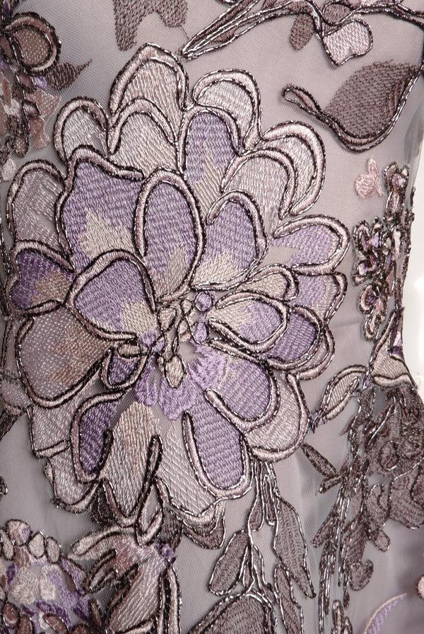 Naeem Khan RAFFIA JEWEL NECK CAP SLEEVE DRESS