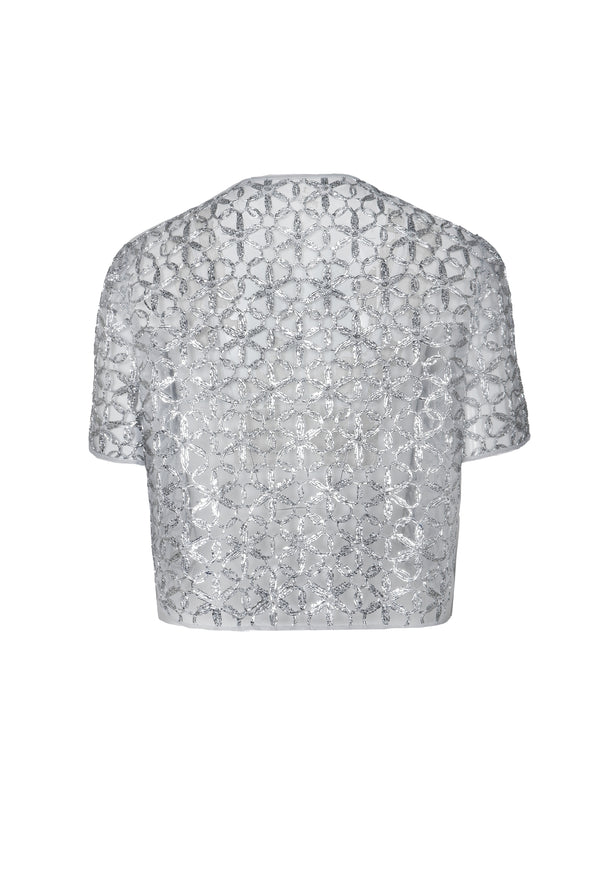Naeem Khan Raffia Short Sleeve Cropped Bolero