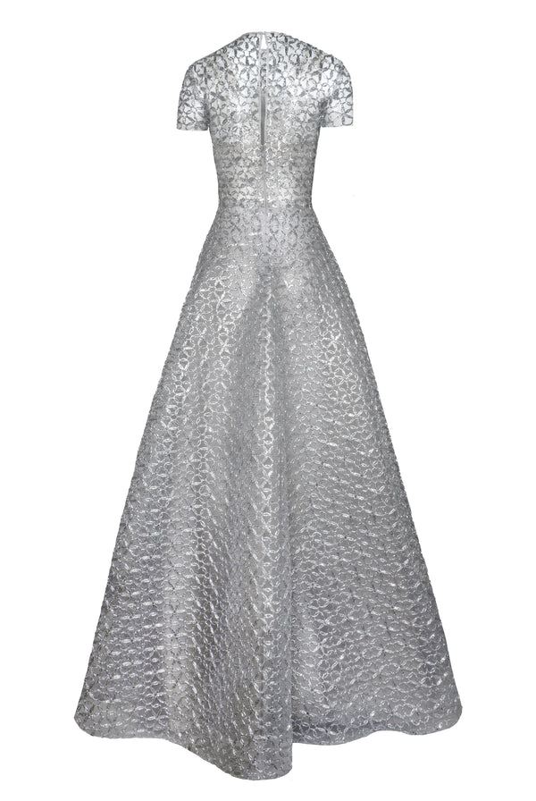 Naeem Khan Raffia Short Sleeve Gown