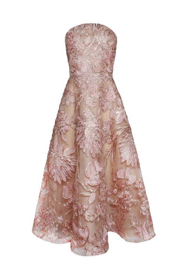 Naeem Khan Raffia Strapless Dress