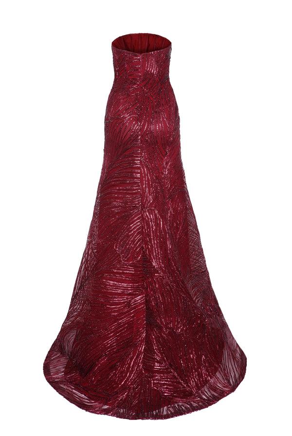 Naeem Khan Raffia Strapless Fit And Flare Gown