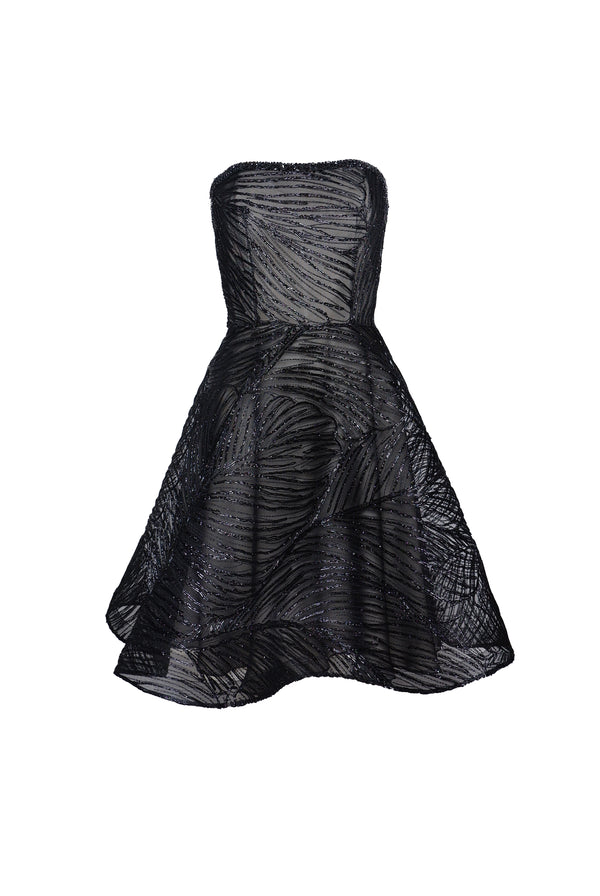 Naeem Khan RAFFIA STRAPLESS FULL SKIRT DRESS