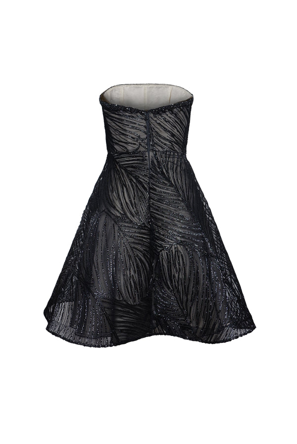 Naeem Khan RAFFIA STRAPLESS FULL SKIRT DRESS