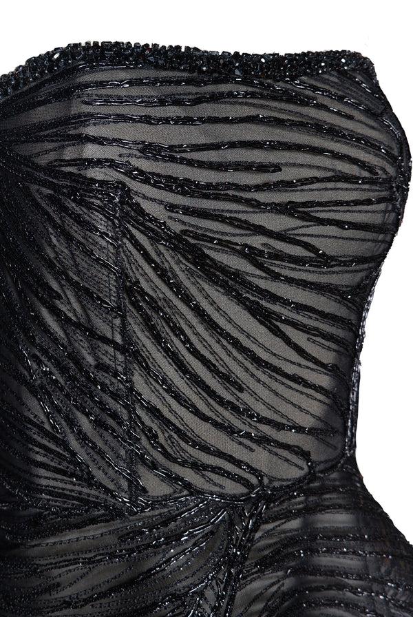 Naeem Khan RAFFIA STRAPLESS FULL SKIRT DRESS