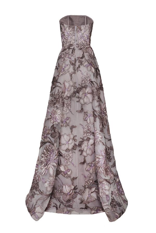 Naeem Khan RAFFIA STRAPLESS FULL SKIRT GOWN