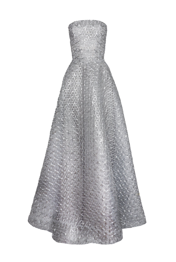 Naeem Khan Raffia Strapless Gown