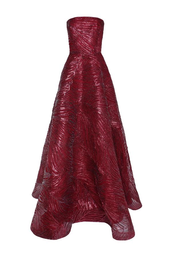 Naeem Khan Raffia Strapless Gown