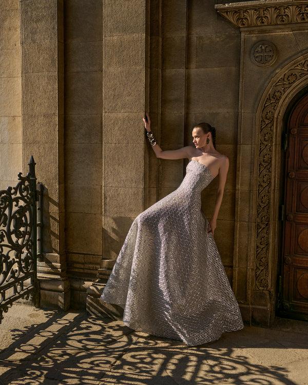 naeem khan Raffia Strapless Gown