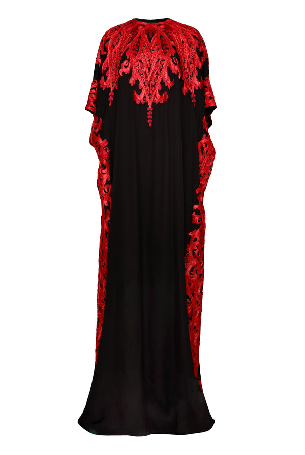 Naeem Khan RIBBON EMBROIDERED CAFTAN