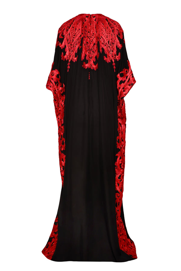 Naeem Khan RIBBON EMBROIDERED CAFTAN