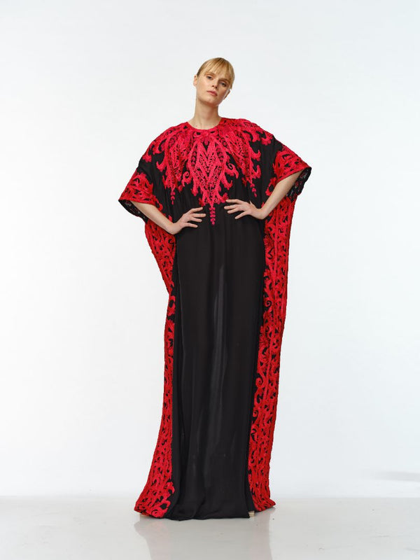 naeem khan RIBBON EMBROIDERED CAFTAN