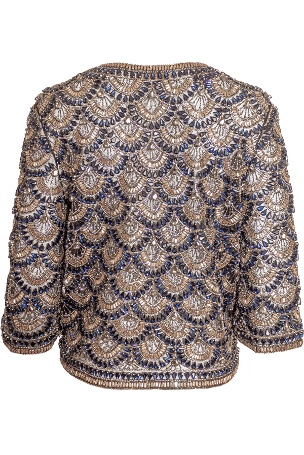 Naeem Khan SCALLOP BEADED SWING JACKET