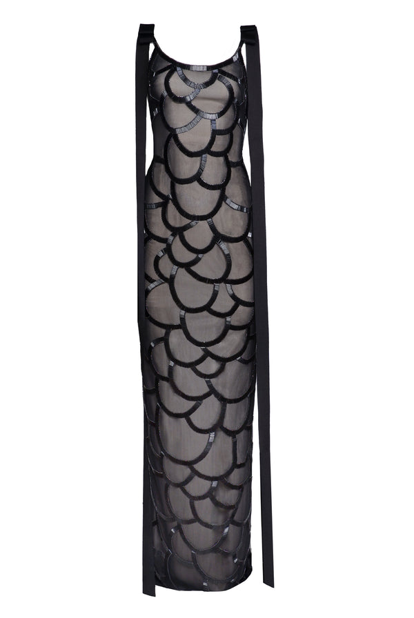 Naeem Khan SCOOP NECK SLIP GOWN