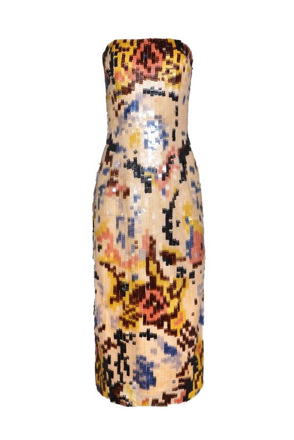 naeem khan Sequin Strapless Cocktail Dress