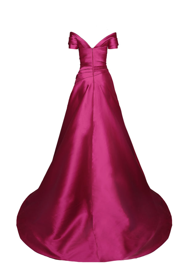 Naeem Khan STRAPLESS PLEATED MIKADO GOWN