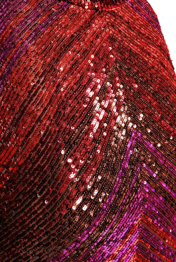 Naeem Khan STRETCH SEQUIN EMPIRE WAIST V-NECK GOWN