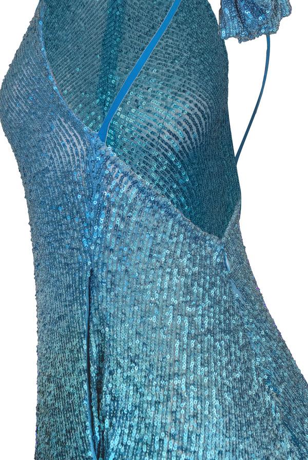 Naeem Khan Stretch Sequin Halter Gown