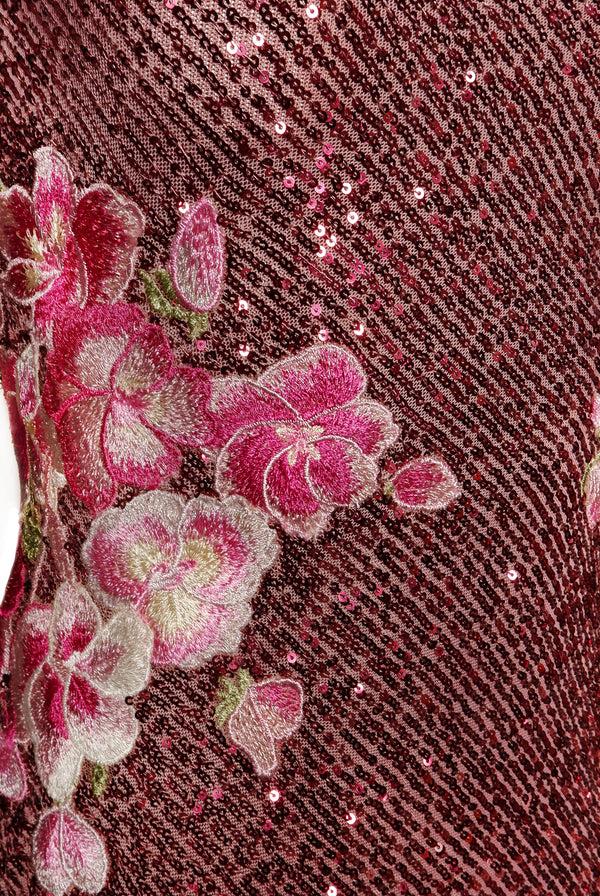 Naeem Khan STRETCH SEQUIN HALTER GOWN