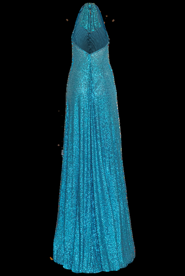 Naeem Khan Stretch Sequin Halter Gown