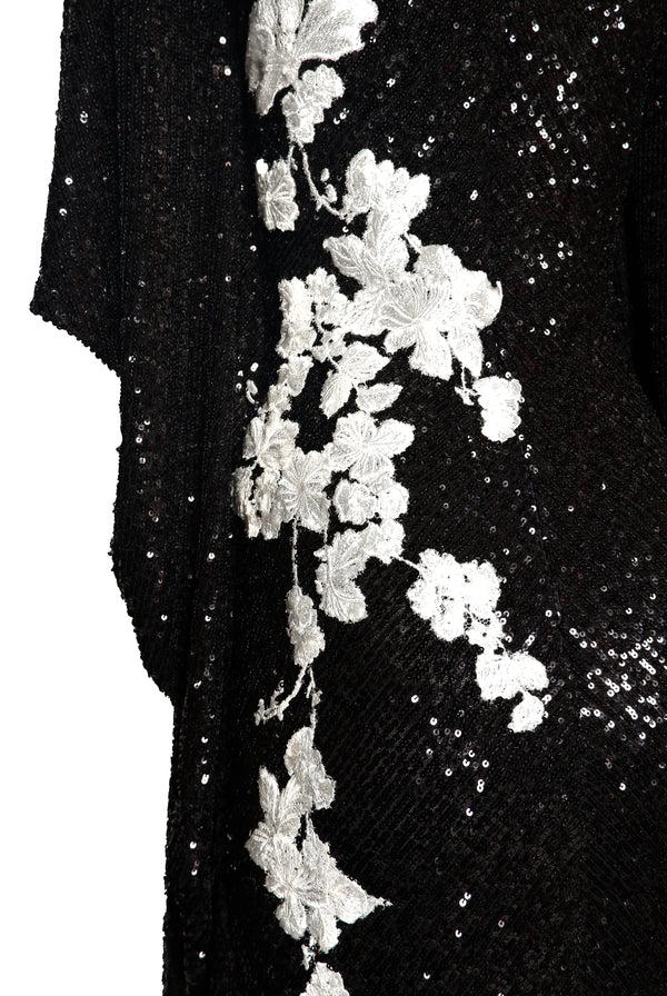 Naeem Khan STRETCH SEQUIN JEWEL NECK CAFTAN