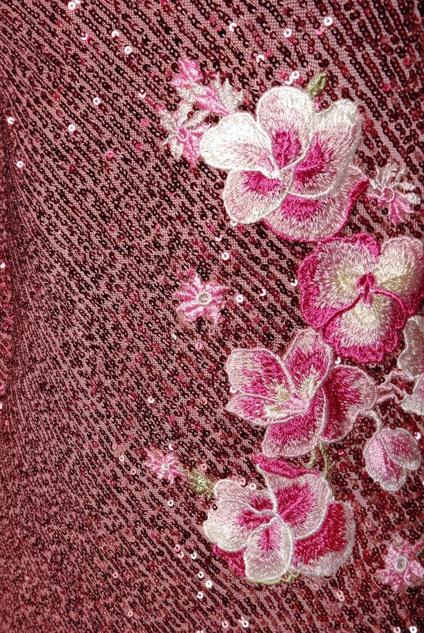 Naeem Khan STRETCH SEQUIN LONG SLEEVE GOWN