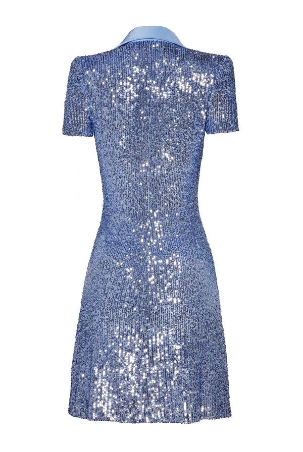 Naeem Khan STRETCH SEQUIN POLO SHORT SLEEVE DRESS