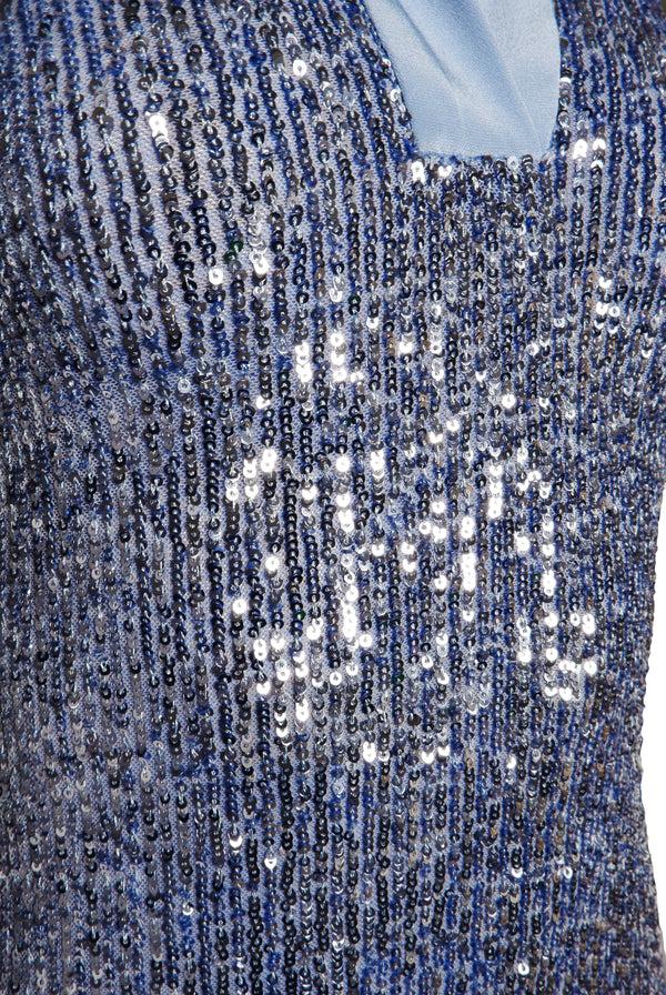 Naeem Khan STRETCH SEQUIN POLO SHORT SLEEVE DRESS
